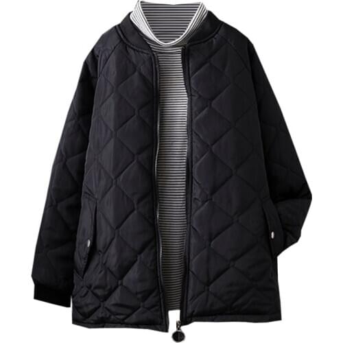 Black Autumn Winter Parka For Women Oversize Solid Long Sleeve Zipper Coats And Jackets Female Outerwear 2021 New Clothing