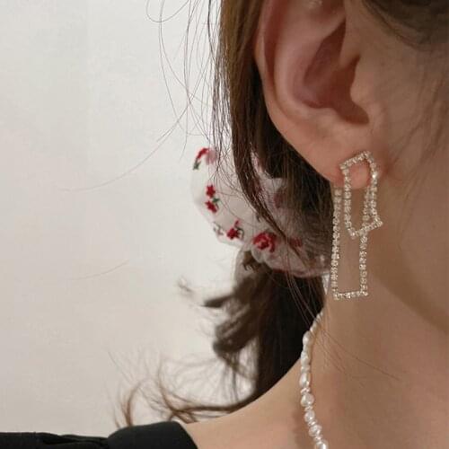 GSOLD Geometric Square Hollow Rhinestone Long Earrings Front Back Ear Two-Use Earring Women Wedding Party Fashion Accessories