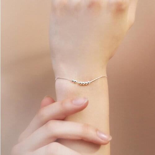 925 Sterling Silver Bracelet Tiny Thin Beads Box Chain Bracelet for Women Simple Charm Bracelets & Bangles Wedding Jewelry