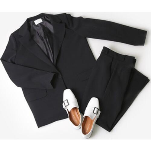Solid color womens suit suit Spring and Autumn Korean fashion leisure suit jacket was thin nine / pants two-piece suit