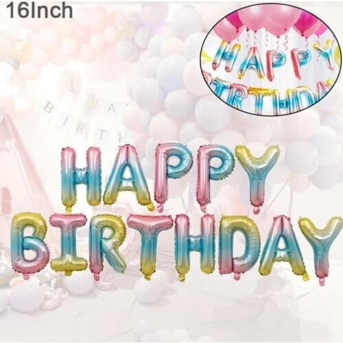 1 Set 16 Inch Aluminum Foil Iridescence Happy Birthday Letter Balloon Birthday Party Decoration