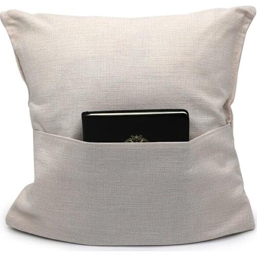 1Pcs Cotton Linen Pocket Throw Pillow Case Blank Sublimation Solid Color Car Cushion Cover DIY Personalized Design Home Textiles