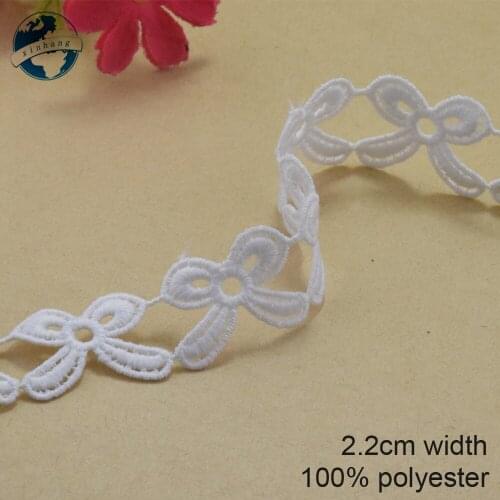 10yards 2.2cm white polyester embroidery lace french lace ribbon fabric guipure diy trims warp knitting sewing Accessories#3730