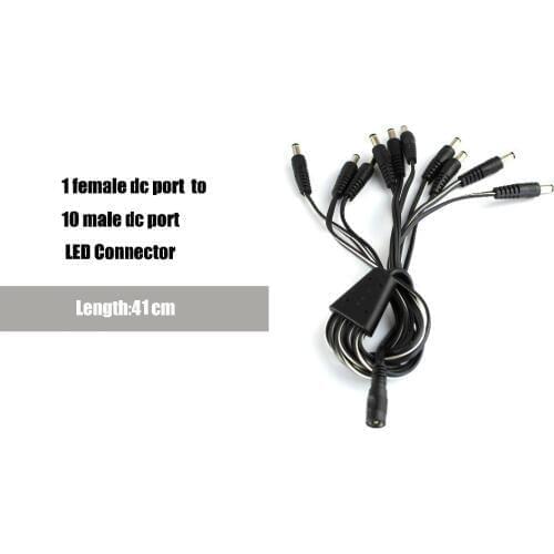100pcs/packDC 1 Female to 10 Male Power Splitter CCTV Security System Camera Plug Adapter Cable Connector Jack