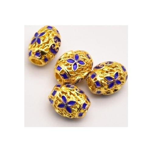 2 Pcs/Lot 9.5mm*7mm Cloisonne Style Butterfly Pattern Bucket Beads Perforation Diameter 2.5Mm Making For Diy Bracelet JA0285