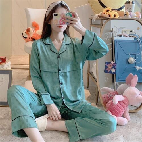 2020 new pajamas suit autumn month clothes thin section silky maternity clothes casual home clothes yukata sexy nightwear