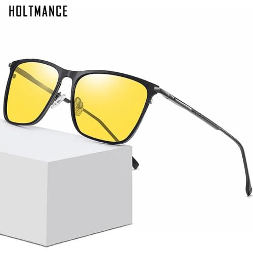 HOLTMANC 2021 Fashion Square Polarized Sunglasses Men UV400 High Quality Elasticity Metal Sun Glasses Anti-glare Driving Eyewear
