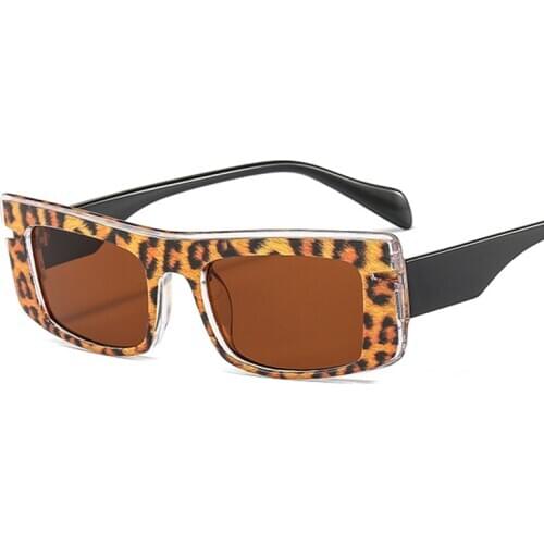 2021 Sexy Leopard Small Womens Sunglasses 2021 New Fashion Rectangle Square sunglasses Female Vintage Brown Glasses Oculos