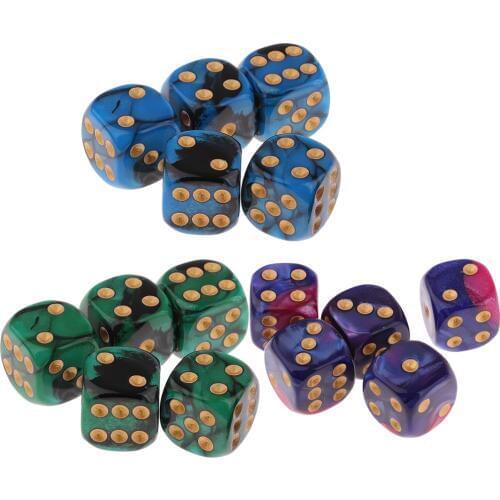 5pcs 6 Sided Game Dice Set D6 Dices Square Corne for Family Travel Play Set Toys