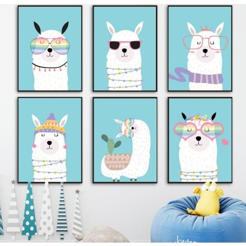 DIY Diamond Painting Cartoon Llama Alpaca Sunglasses Cactus Animal Diamond Mosaic Embroidery Full Cross Stitch Kits Home Decor