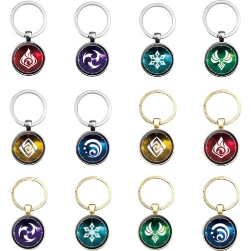 Anime Keychain Genshin Impact Element Gods Eye for Men Car Key Chain Women Accessories Cute Bag Pendant Key Ring Girl Gifts New