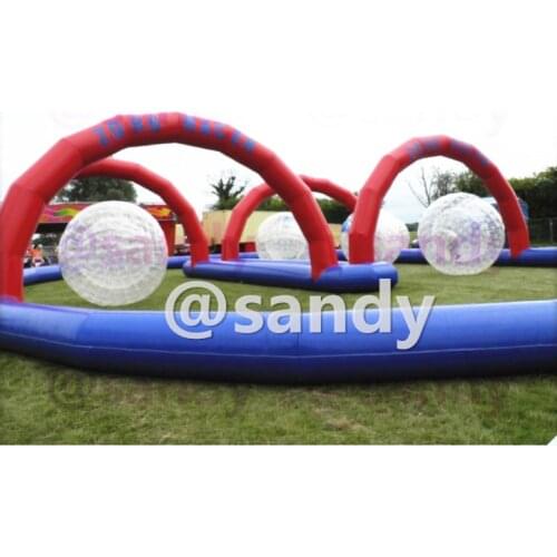 Free air ship to door,18x12x3mH Sport games inflatable zorb ball track inflatable race track for sale