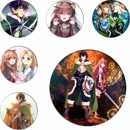 The Rising of the Shield Hero Cosplay Backpack Badges Naofumi Iwatani Brooch Raphtalia Icon Collection Breastpin for Clothing