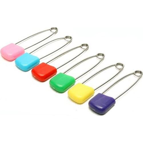 10pcs Plastic Head Safety Pins 4cm Safety Locking Baby Cloth Diaper Nappy Pins Buckles Diy Needle Pins Sewing Supplies