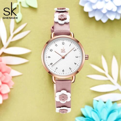 Lovely Flower Children Watches Rosegold Simple Design Pink Color Girls Watch Fashion Waterproof Gift for Kid School Student Hour