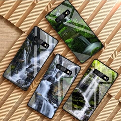 Waterfall Natural scenery Tempered Glass Phone Case For Samsung Galaxy S8 S9 S10 S20 PLUS J8 J6 J4 2018 NOTE 8 9 10 Cover