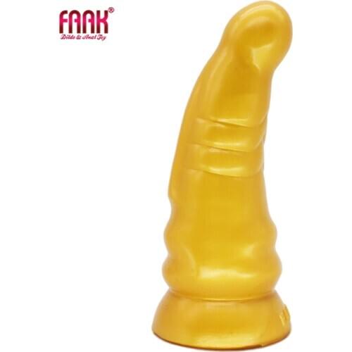 FAAK 2020 new arrival golden but plug big hat shape silicone big anal sex toys curved dildo g-spot stimulate erotic products
