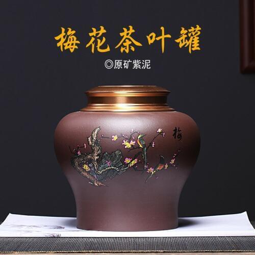 Violet arenaceous caddy a kilo with small mud painting plum flower tea cake barrel manufacturers selling undertakes