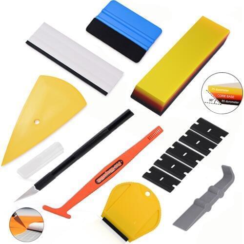 FOSHIO Carbon Fiber Foil Film Vinyl Wrap Car Accessories Tools Kit Window Tinting PPF Squeegee DIY Knife Sticker Remover Scraper