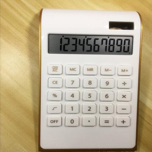 Creative handheld solar battery calculator, dual power supply 10-digit display calculator plastic red/blue/white/black
