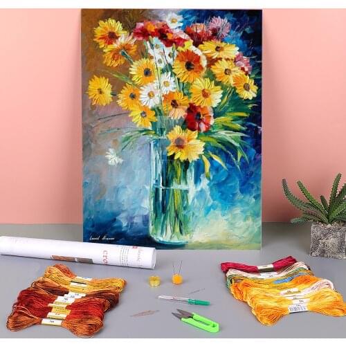 Oil Painting Style Elegance Printed Fabric 11CT Cross Stitch Set DIY Embroidery DMC Threads Sewing Handiwork Craft Design