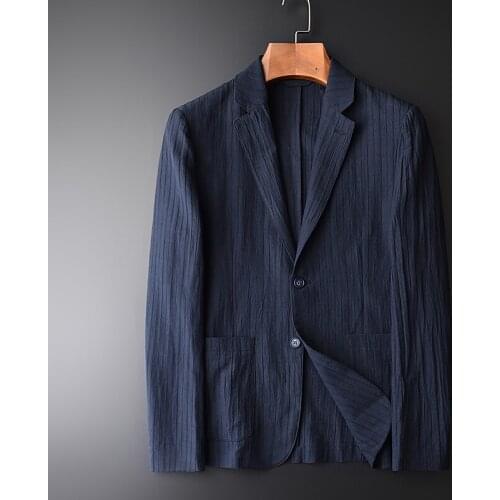 Classic Brands Spring New Linen Casual Mens Suit Hight Quality Slim Fit Fashion Navy Blazer Mens Casual Plus Size M - 4XL