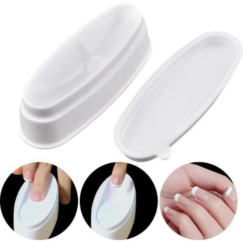 Nail Art Container Storage Box Case White French Guides Smile Line Sculpture Tips Acrylic Powder Dipping Moulding Tools Manicure