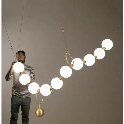 Creative Postmodern Attic Glass Ball Necklace Molecular Bubble Restaurant Bedroom Living Room Hall LED Luster Chandelier