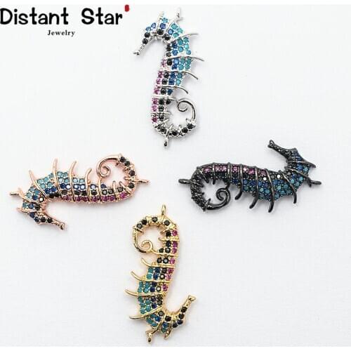 Copper Seahorse Miniature Connector Zircon Necklace Bracelet Stud Earrings Jewelry Making Interesting Perforations