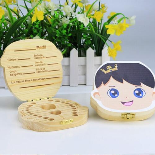Fashion Trend Wooden Baby Teeth Box Organizer Milk Teeth Umbilical Lanugo Save Storage Souvenirs Gifts