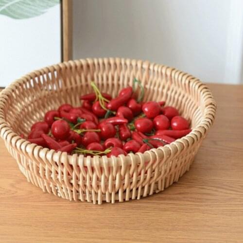 Desktop Storage Basket Wicker Woven Storage Boxes Fruit Sundries Container Household Collection Supplies