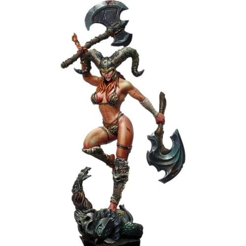 75mm Unpainted KY-RA Horns Female Warrior GK Resin Figure 1/24 Scale Model Kit Resin Colorless Self-Assembled Toy No.182