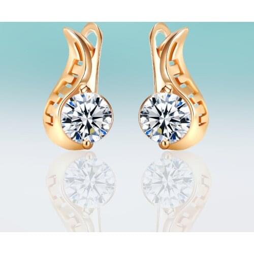 Charm Zirconia Stud Earrings for Women Cubic Zirconia Beads Gold Hollow Geometric Small Earrings Temperament Jewelry Gift
