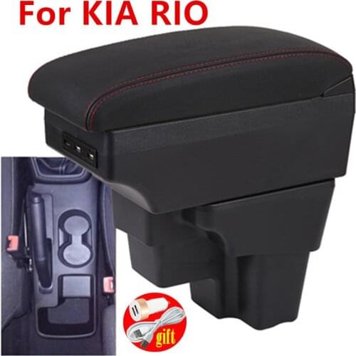 For Kia Rio GT armrest box For Kia Rio 2017 2018 2019 2020 leather center console armrest box USB ports