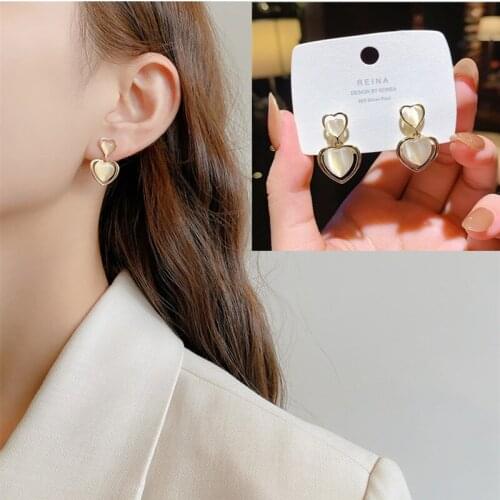 BXboxue Luxury Love Heart Shaped Opal Stud Earrings For Women Trendy Party Fashion Decoration Unusual Earrings Jewelry Gift Hot