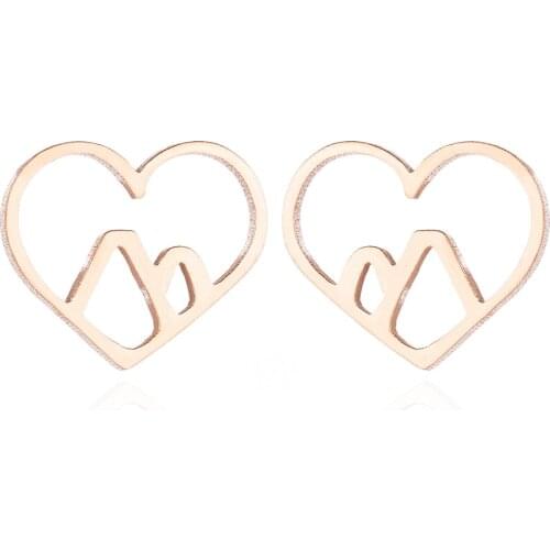 New Trendy Stainless Steel Geometry Letter Love Earrings For Girl Heart Stud Earring Hollow Jewelry Pierced Earing For Women