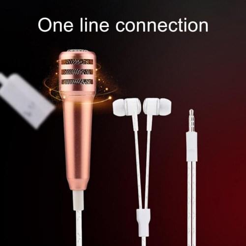 TPE 3.5mm Stereo Ultra mini Finger Microphone Phone KTV Karaoke Singing Mic with Stand for iPhone Android Smartphone Laptop PC