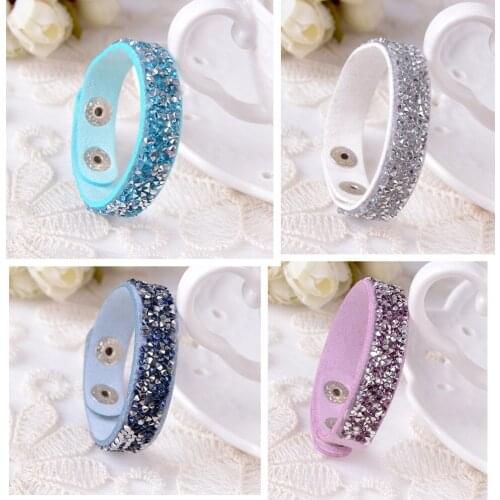 Crystal Bracelets &bangles For Women Multilayer Rhinestone Slake Leather Bracelet Crystal Long Braclet 2016 Fashion Jewelry