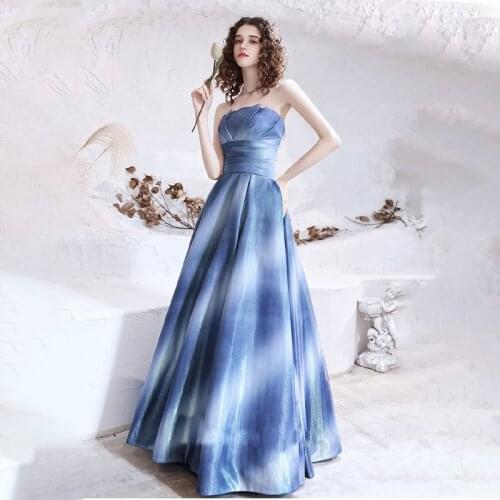 Strapless Evening Dress Empire Sleeveless Elegant Simple Lace Up Ruched A-Line New Floor-Length Woman Formal Party Gowns A830