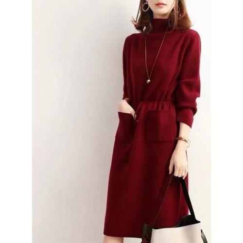 Winter WomenS Dress 2021 Bodycon Sweater Women Dress Long Sleeve Knitted Dresses Maxi Vintage Oversize Dresses Knitting Fall