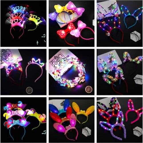1 Pcs Flashing Glow Flower Headband Women Crown Wreath Light Hairband Rave LED Party Supply Wedding Christmas Hair Wear Navidad