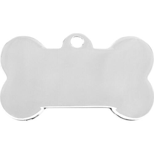 100% Stainless Steel Blank Dog ID Tag Bone Pet Tags Name Tag Plate Collar Decoration High Polished Wholesale 10pcs