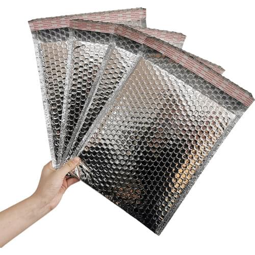 2 Pcs Silver Aluminium Foil Bubble Mailer Bags Metallic Bubble Padded Envelope Shipping Bag Aluminized Film Composite Bubble Bag