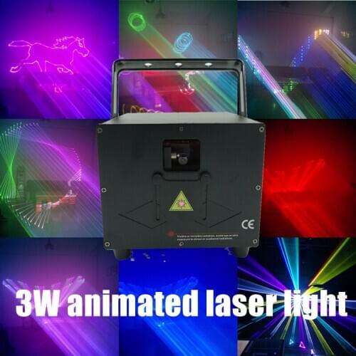 3W Rgb full-color laser animation DMX512 music control Christmas performance party laser projector Dj square light show
