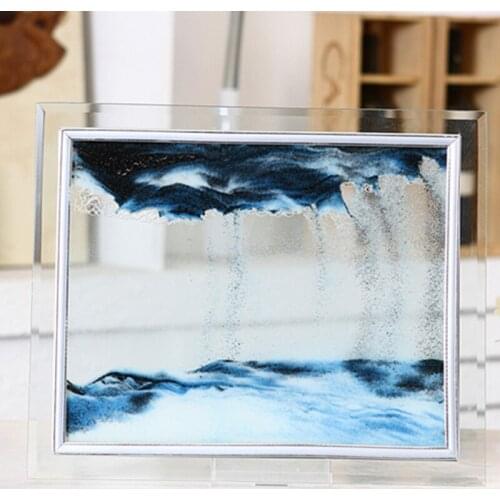 3D Dynamic Flowing Grit Sand Painting Transparent Glass Frame Drawing Landscape Dropshipping