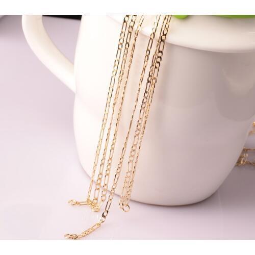 50pcs Mens Gold color Chain Necklace 2mm Stamp Gold color Vintage Chain Men Jewelry Wholesale