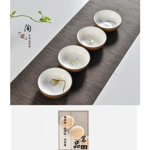 6 pcs Suits Dehua clay hand-painted cups ceramic set kiln tea small mouth cups coarse pottery Pu'er tea cups Kung Fu tea sets