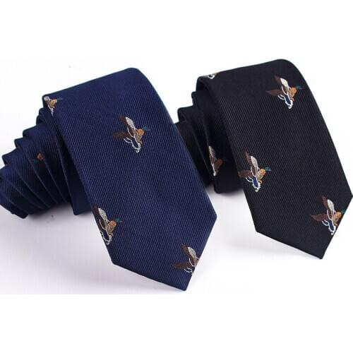 6cm Jacquard Tie Animal Embroidery Fashion Mens Casual Korean Version of Polyester Yarn-dyed Necktie Mens Gift