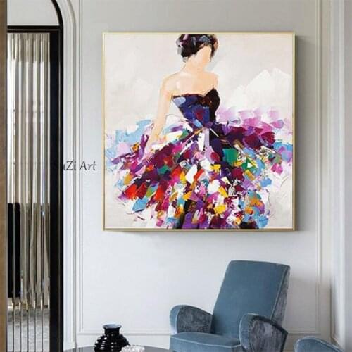 Hand Painted Canvas Abstract Dance Girls Art Painting for Living Room Bedroom Cute Decor Modern Paintings For Wall Home Decor