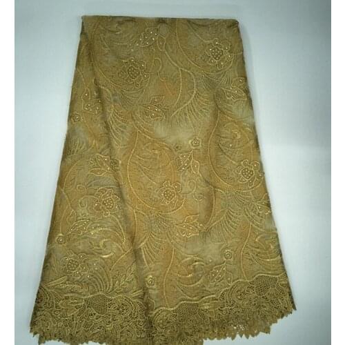 Embroidery African Lace Fabrics Swiss Voile French Tulle Net Guipure Lace Fabric for Wedding Dress Mesh Eyelet With Stones